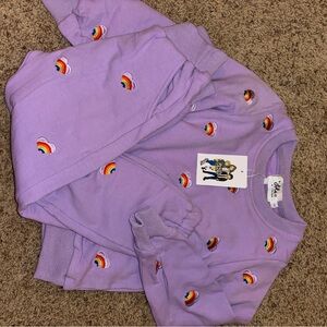 Purple Sweatshirt with Rainbow Embroidery